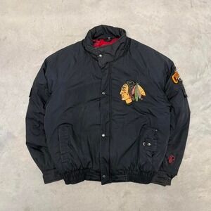 Vintage pro player Blackhawks jacket Size Medium black sportswear NHL
